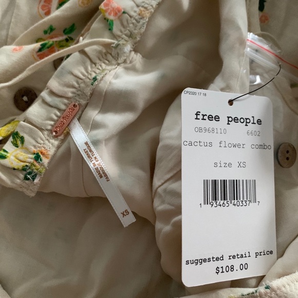 Free People Like A Lady Printed Mini Dress Citrus - Picture 6 of 8